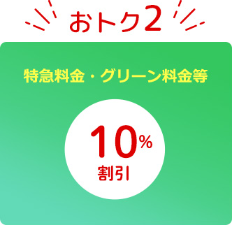 おトク２　特急料金・グリーン料金等 10％割引